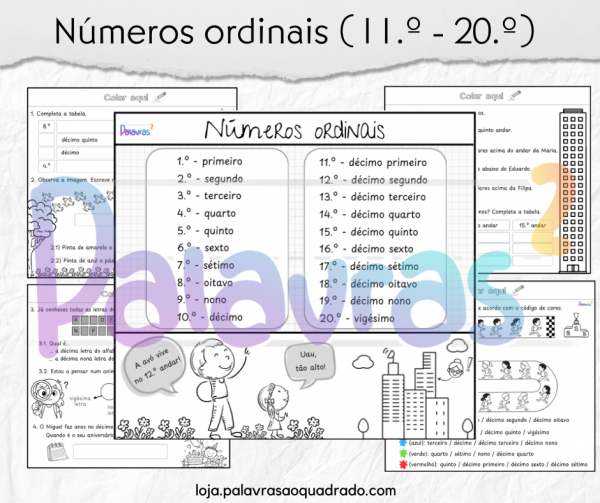 Números ordinais (11.º - 20.º)
