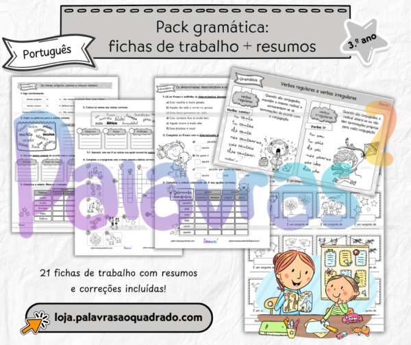 Pack gramática - 3.º ano