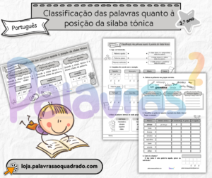 3.º ano - Classificação das palavras quanto à posição da sílaba tónica
