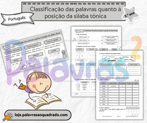 3.º ano - Classificação das palavras quanto à posição da sílaba tónica