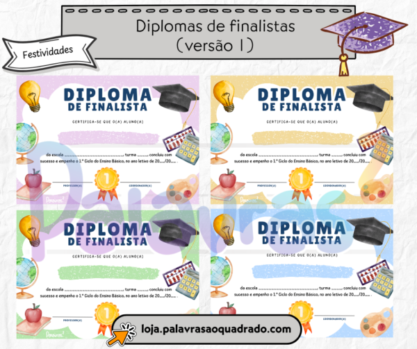 Diplomas de finalista (vers&atilde;o 1)