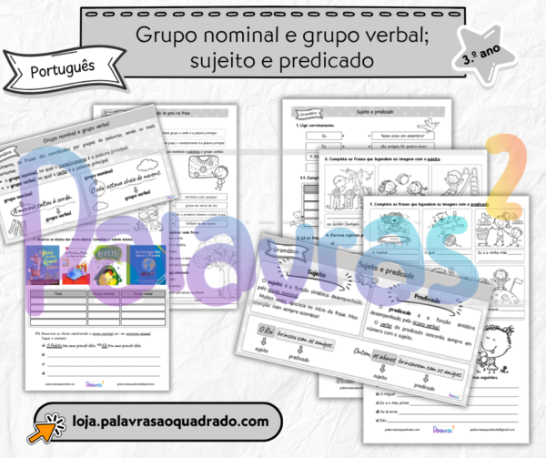 3.º ano - Grupo nominal e grupo verbal; sujeito e predicado