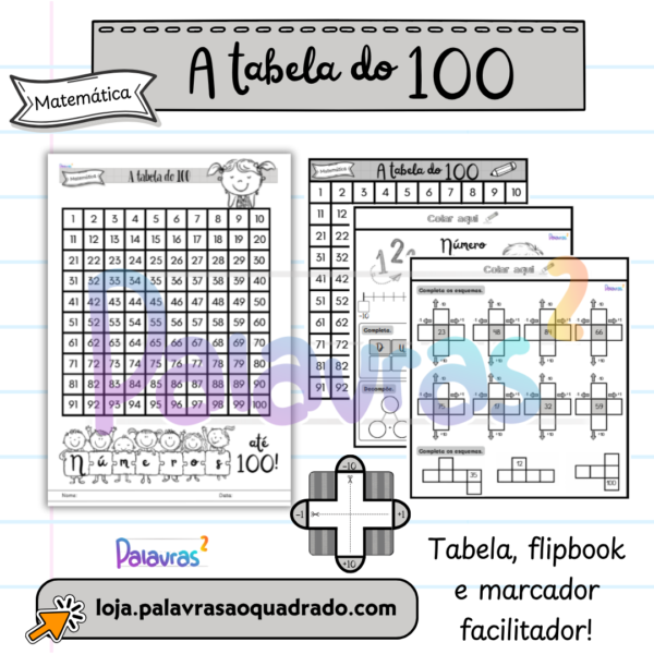 A tabela do 100 - marcador + flipbook